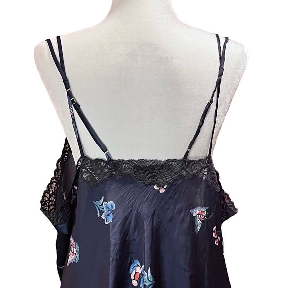 NATORI Dark Blue Papillon Chemise Floral Butterfly Lace Sleepwear‎ XL (F-239) - Picture 5 of 10
